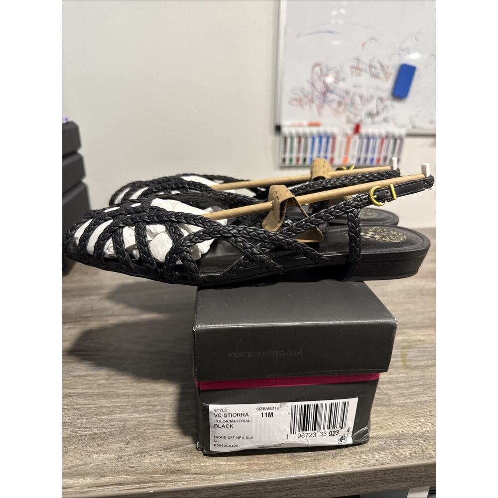 Vince Camuto Stiorra Woven Flat Sandal - Black NWT NEVER WORN Size 11 M